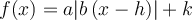 f(x)=a\lvert{b\left({x-h}\right)}\rvert + k