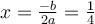 x = \frac{-b}{2a} = \frac{1}{4}