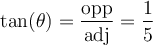 \tan(\theta)=\dfrac{\text{opp}}{\text{adj}}=\dfrac{1}{5}