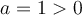 a = 1 > 0