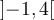 \left]{-1,4}\right[